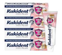 Kukident Pro Plus Barrera Anticomida Crema Adhesiva para Prótesis Dentales Completas y Parciales, 4x40 g - Crema Fijadora para Dentadura Postiza, Fijación Fuerte, Adhesivo Dental sin Sabor