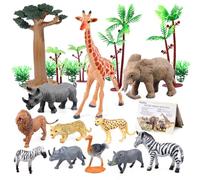 kukifun Safari Toys - Juego de 20 figuras de animales realistas con | Animales africanos de la selva con elefante león cebra jirafa para educación, dioramas, regalo para niños a partir de 3 años