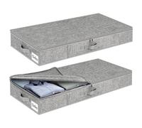 Kukikan Juego de 2 cajas de almacenamiento para debajo de la cama - Plano, 11,5 cm de perfil bajo, organizador de ropa para Dorm & Home, uso para manta y caja de almacenamiento de juguetes W/parte