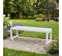 KUKIXKK Banco de Jardín de Metal para Exterior, Asiento de Patio sin Respaldo de Alta Resistencia para Jardín, Terraza y Espacios Públicos(Wit,120cm/47.2in)