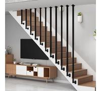 KUKIXKK Barandilla de Escalera Tipo L, balaustre de Hierro Forjado de Tubo Cuadrado, pasamanos de Escalera Personalizado para Personas Mayores, manija de Seguridad(Nero,85cm)