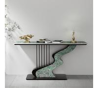KUKIXKK Luxurious Hall Console Table, Sofa Entryway Table with Rectangle Top Modern Slate,Entrance Narrow Accent Tables Art Deco Sideboard Tables for Hallway, Foyer, Behind Couch(Black Green,150CM)