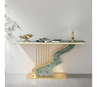KUKIXKK Luxurious Hall Console Table, Sofa Entryway Table with Rectangle Top Modern Slate,Entrance Narrow Accent Tables Art Deco Sideboard Tables for Hallway, Foyer, Behind Couch(Gold Green,150CM)