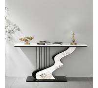 KUKIXKK Luxurious Hall Console Table, Sofa Entryway Table with Rectangle Top Modern Slate,Entrance Narrow Accent Tables Art Deco Sideboard Tables for Hallway, Foyer, Behind Couch(Black White B,120CM)