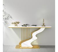 KUKIXKK Luxurious Hall Console Table, Sofa Entryway Table with Rectangle Top Modern Slate,Entrance Narrow Accent Tables Art Deco Sideboard Tables for Hallway, Foyer, Behind Couch(Gold White C,120CM)