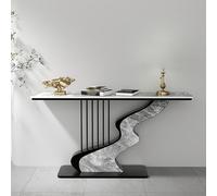 KUKIXKK Luxurious Hall Console Table, Sofa Entryway Table with Rectangle Top Modern Slate,Entrance Narrow Accent Tables Art Deco Sideboard Tables for Hallway, Foyer, Behind Couch(Black Gray,150CM)