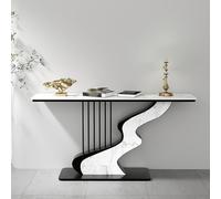 KUKIXKK Luxurious Hall Console Table, Sofa Entryway Table with Rectangle Top Modern Slate,Entrance Narrow Accent Tables Art Deco Sideboard Tables for Hallway, Foyer, Behind Couch(Black White C,120CM)