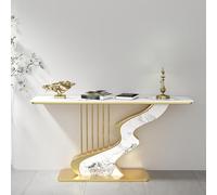 KUKIXKK Luxurious Hall Console Table, Sofa Entryway Table with Rectangle Top Modern Slate,Entrance Narrow Accent Tables Art Deco Sideboard Tables for Hallway, Foyer, Behind Couch(Gold White B,80CM)