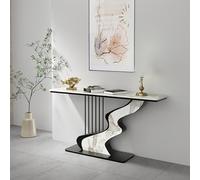 KUKIXKK Luxurious Hall Console Table, Sofa Entryway Table with Rectangle Top Modern Slate,Entrance Narrow Accent Tables Art Deco Sideboard Tables for Hallway, Foyer, Behind Couch(Black White A,120CM)