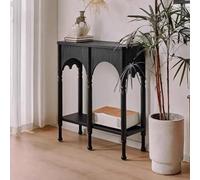 KUKIXKK Mesa Consola, Mesa de Entrada de Estilo Retro con Estante de Almacenamiento Abierto, mesas Estrecha y Larga para Colocar detrás del sofá(Nero,80x32x90cm)