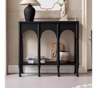 KUKIXKK Mesa Consola, Mesa de Entrada de Estilo Retro con Estante de Almacenamiento Abierto, mesas Estrecha y Larga para Colocar detrás del sofá(Nero,100x32x90cm)