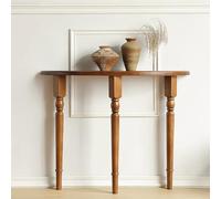 KUKIXKK Mesa Consola semicircular Estrecha, Mesa de Entrada Moderna, mesas auxiliares de Madera Maciza con Patas Resistentes, mesas Decorativas para salón(Brown,120x25x90cm)
