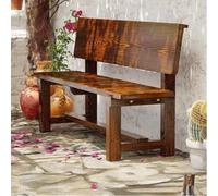 KUKIXKK Panchina da Giardino in Legno Massello, Panca da Esterno con Schienale Ergonomico, Struttura Robusta con Fissaggi in Metallo, Ideale per Balcone, Terrazzo e Ingresso(120cm/47.2in)
