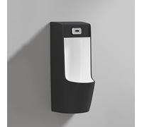 KUKIXKK Urinario Automático con Sensor para Baño de Hombres, Urinario de Pared en Cerámica con Válvula de Descarga Inteligente, Urinario sin Salpicaduras con Flujo en Cascada para Hotel(Black White)