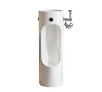KUKIXKK Urinario para Hombre de Cerámica - Modelo de Suelo con Pistola de Pulverización - Descarga Automática con Sensor Touchless - para Hogar, Hotel y Comercio(Manual+Sensor)