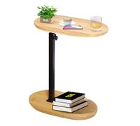 KUKKUME Mesa auxiliar en forma de C, altura ajustable, mesa pequeña de madera de bambú y metal, mesa de café, mesa de café, mesa de sofá, mesa de cama para salón, baño, cama, sofá y café