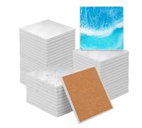 kukmakri 48 posavasos de cerámica en blanco por sublimación con almohadillas de respaldo de corcho, cuadrados de 4 x 4 pulgadas, versátiles y decorativos, posavasos de cerámica esmaltada para