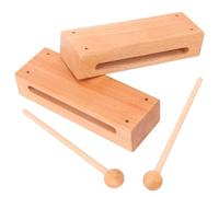 kukmakri Juego de 2 bloques de ritmo de madera maciza con mazo, instrumento de percusión musical duradero, apto para bloque de madera musical para adultos, percusión manual versátil con resonancia