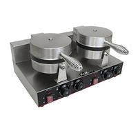 KuKoo Waflera Gofrera Doble Eléctrica 1000W de Acero Inoxidable, Aluminio y Plancha PTFE Waflera Gofres Waffle Maker Máquina de Hacer Waffles Wafflera Doble con Control Temperatura Automático
