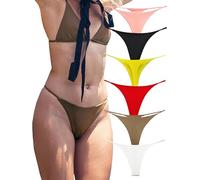 KUKU PANDA Sexy Tanga Mujer Hilo Pack de 6 G String Bragas Elástico Algodón Calzoncillos sin Costuras Thong Ropa Interior (B/W/R/Y/O/C, X-Small)