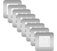 KUKUJIWA 8PCS de cubierta de interruptor de luz, Cubiertas Protectoras Decorativas, Diapasón y Pantalla de Luz, Placa de Borde para Interruptores protector pared interruptor luz (Plateado)