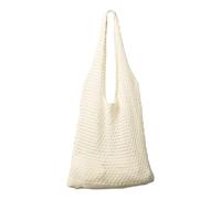 KUKUPOW Bolsos Crochet de Verano Mujer, Bolso Tejido a Mano Hombro Punto para Mujer, Grande Bolso Playa de Malla para Picnic, Vacaciones, Compras, Citas, Viajes, Escuela o Trabajo (Blanco)