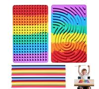 KUKUPOW Multicolor Tablero de Actividad Sensorial con Bolsa PortáTil y 20 Cuerdas, Silicona Tablero Sensorial de Actividades de Doble Cara para TDAH y Autismo Niños a Partir de 3 Años y Adultos