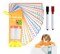 KUKUPOW Tablas de Multiplicar para Niños, Juego Educativo Aritméticos de Tarjetas Aprendizaje con Bolígrafo Borrable y Lazo para Colgar, Regalo de Inscripción Escolar para 3 a 12 Años