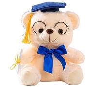 KUKUShining Osito De Peluche, Adorables Peluches del Dr. Bears con Gafas Diploma Gorro De Graduación Regalo For Niños(White)