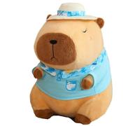 KUKUShining Peluche De Carpincho, Peluche Capibara Suave Y Tierno con Sombrero Almohada Decorativa De Verano para Dormitorio(Blue,45cm/17.7in)