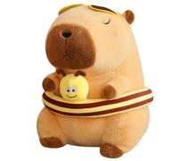 KUKUShining Peluche De Carpincho, Peluche Capibara Suave Y Tierno con Sombrero Almohada Decorativa De Verano para Dormitorio(Brown,45cm/17.7in)