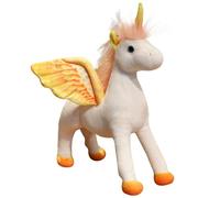KUKUShining Peluche De Unicornio, Suave Y Tierno Pegaso con Cuernos Y Alas Brillantes Compañero De Juego Suave Acogedor para Niños(Orange,30cm/11.8in)