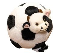 KUKUShining Vaca De Peluche Fútbol, Lindo Animal Suave De Balón De Fútbol Almohada De Vaca Divertido Peluche Regordete para Adorno De Habitación(42cm/16.54in)