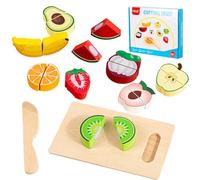 KUKUTrue® Juguetes Montessori 2 3 4 5, Madera Frutas, Juegos Niños 2 Años, Frutas y Verduras Juguete, Accesorios Cocina Juguetes, Regalo Niño Niña 2-5 Años
