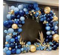 KUKUTrue® Kit de guirnalda de globos azul real con globos azul cielo y dorado, decoración de fiesta de lujo para cumpleaños, graduación, boda y eventos de celebración