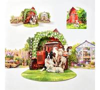 KUKUTrue® Tarjeta Pop Up Granja, Tarjeta Felicitacion Cumpleaños, Para Cumpleaños, Fiestas, Jubilación Y Ocasiones Especiales, Ideal Para Amantes Del Campo Y Los Animales