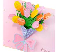 KUKUTrue® Tarjeta Pop-Up Tulipanes, Tarjeta Cumpleaños, Mothers Day Card, Aniversario Pareja, Un Regalo para Ocasiones Especiales y Aniversarios