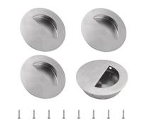 KUKUUU Paquete de 4 tiradores de puerta invisibles empotrados con tirador lateral.(Silver,60MM_4PCS)