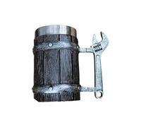 KUKUUU Taza de cerveza con forma de barriles de madera de gran capacidad (llave)