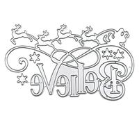 KUKUUU Troqueles de corte para álbumes de recortes, troqueles de corte de acero al carbono con letras de renos, troqueles de corte de acero al carbono para álbumes de recortes, álbumes de fotos