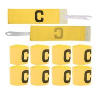 Kukyller 10pcs capitanes de brazaletes, Bandas de Brazo del capitán para fútbol C Word Elastic Sport Band Uso para fútbol, Rugby y más (Amarillo)