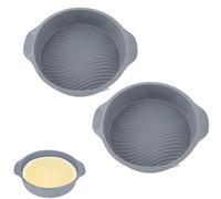 Kukyller 2 Pezzi Tortiera Rotonda in Silicone, Tortiera in Silicone per Cottura Stampo da Forno a Rilascio Rapido Rotondo per Pizza Pane e Altri Alimenti 9 Pollici (Grigio)