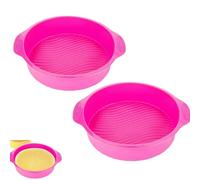 Kukyller 2 Pezzi Tortiera Rotonda in Silicone, Tortiera in Silicone per Cottura Stampo da Forno a Rilascio Rapido Rotondo per Pizza Pane e Altri Alimenti 9 Pollici (Rosa)
