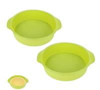 Kukyller 2 Pezzi Tortiera Rotonda in Silicone, Tortiera in Silicone per Cottura Stampo da Forno a Rilascio Rapido Rotondo per Pizza Pane e Altri Alimenti 9 Pollici (Verde)