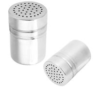 Kukyller 2PCS Stainless Steel Salt and Peppers Shakers, Metal Salt Peppers Dredge Shakers Seasoning Spicessss Condiment Bottle Organizer Jar Canister (S)