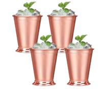 Kukyller 4pcs 400ml Mint Julep Cups, cócteles acero inoxidable de 14 oz vasos con borde de ribete cuentas para la fiesta Beverage Bar en casa restaurante (Oro rosa)