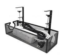 Kukyller Bandeja de gestión de Cables Debajo del Escritorio, gestión de Cables de Malla metálica Debajo del Escritorio, Bandeja de Cables de 2 Orificios, Organizador de Cables para (Black)