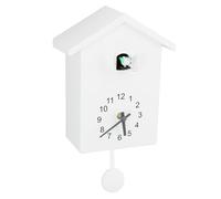 Kukyller Bird House Wall Clock Bird Voice Call Nordic Style Bird House Pendulum Wall Hanging Clock for Office Bedroom Living Room (White)