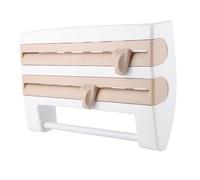 Kukyller Estante de Almacenamiento para Botellas de Salsa de Cocina, Soporte para Toallas de Papel, Herramienta de Cocina, Corte de película Adhesiva (Khaki)