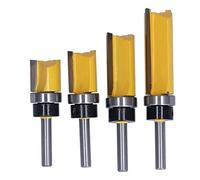 Kukyller Flush Trim Router Bit Set, 4PCS Pattern Flush Cut Route Bit Traight Cut Carbide Tipped Template Router for Woodworking, Milling, Trimming
